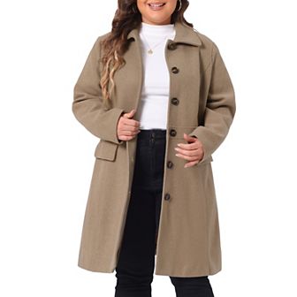 Women's Plus Size Peacoat Single-Breasted Mid-Length Overcoat