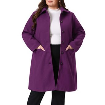 Women's Plus Size Peacoat Single-Breasted Mid-Length Overcoat