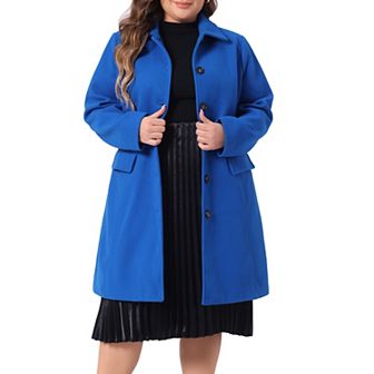 Women's Plus Size Peacoat Single-Breasted Mid-Length Overcoat