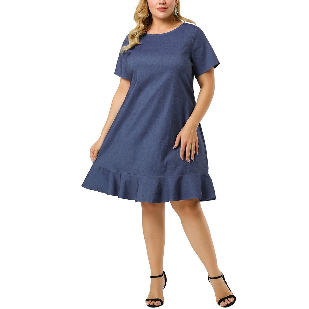 Plus Size Denim Short Sleeve Dress