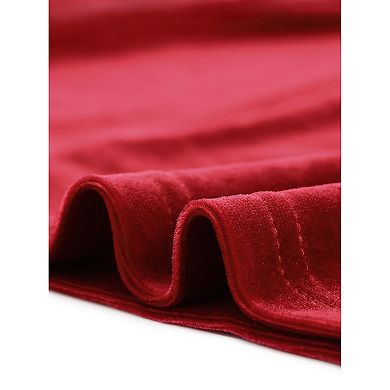 Women's Metallic Velvet Long Sleeve Mock Neck Vintage Glitter T-shirt