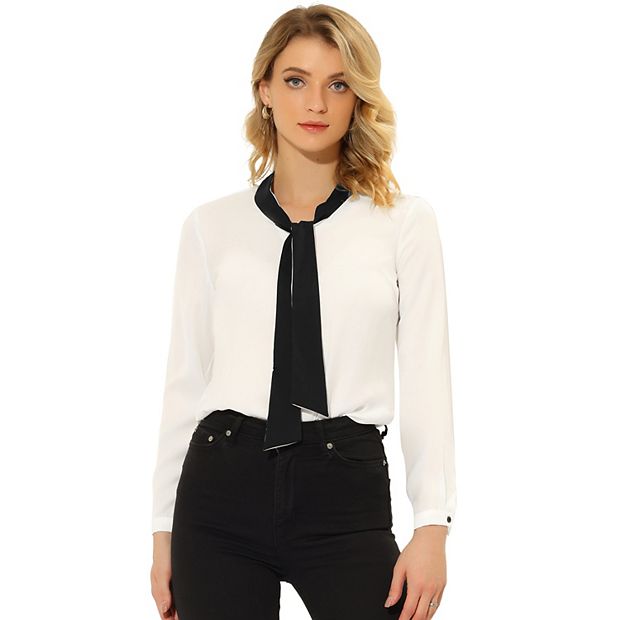 Bow Tie Formal Blouses Women Office Shirts