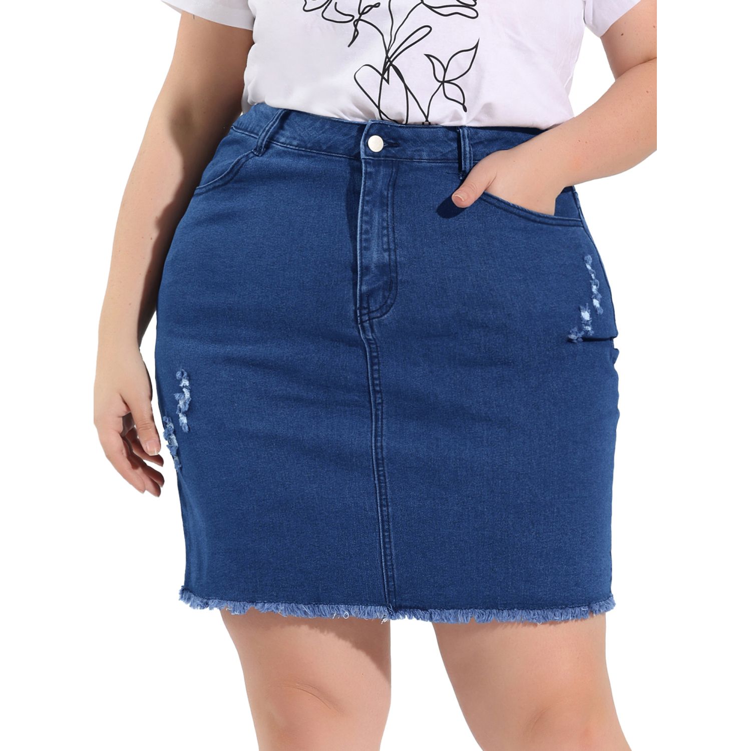 Mid length shop denim skirts kohls