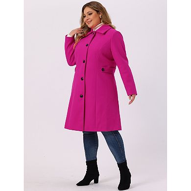 Women's Plus Size Overcoat Single Breasted Belted Long Peacoat