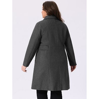 Women's Plus Size Overcoat Single Breasted Belted Long Peacoat