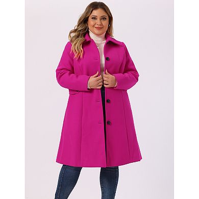 Women's Plus Size Overcoat Single Breasted Belted Long Peacoat