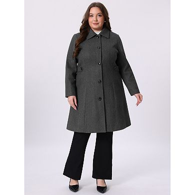 Women's Plus Size Overcoat Single Breasted Belted Long Peacoat