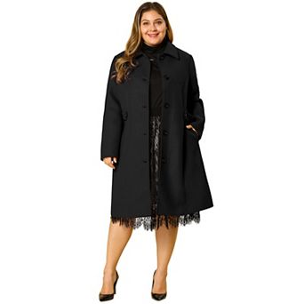 Women's Plus Size Overcoat Single Breasted Belted Long Peacoat
