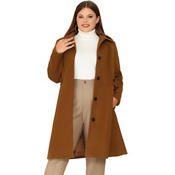 Women's Plus Size Overcoat Single Breasted Belted Long Peacoat