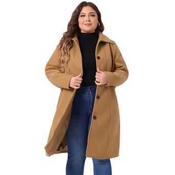 Women's Plus Size Overcoat Single Breasted Belted Long Peacoat