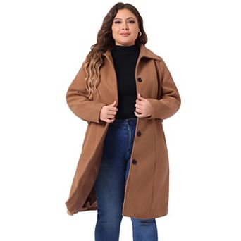 Women's Plus Size Overcoat Single Breasted Belted Long Peacoat