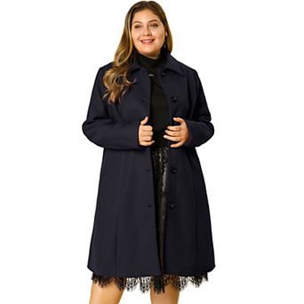 Women's Plus Size Overcoat Single Breasted Belted Long Peacoat