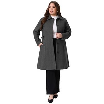 Women's Plus Size Overcoat Single Breasted Belted Long Peacoat