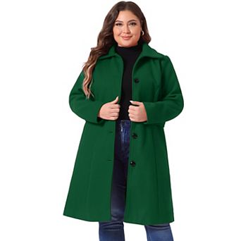 Women's Plus Size Overcoat Single Breasted Belted Long Peacoat
