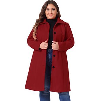 Women's Plus Size Overcoat Single Breasted Belted Long Peacoat