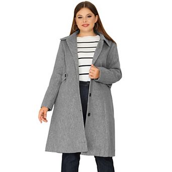Women's Plus Size Overcoat Single Breasted Belted Long Peacoat
