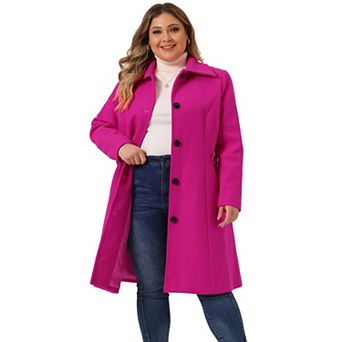 Women's Plus Size Overcoat Single Breasted Belted Long Peacoat