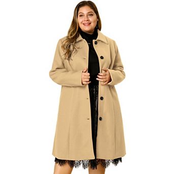 Women's Plus Size Overcoat Single Breasted Belted Long Peacoat