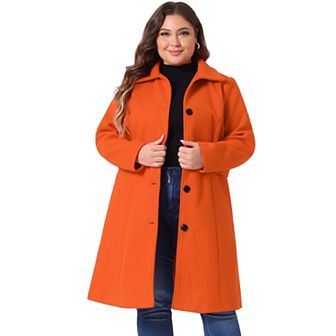 Women's Plus Size Overcoat Single Breasted Belted Long Peacoat