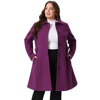 Women's Plus Size Overcoat Single Breasted Belted Long Peacoat