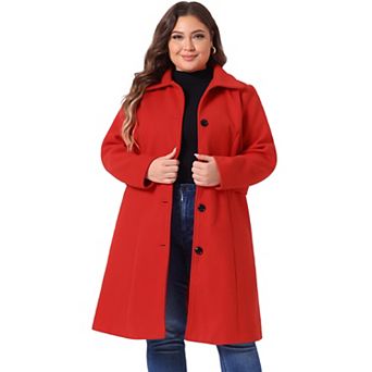 Women's Plus Size Overcoat Single Breasted Belted Long Peacoat