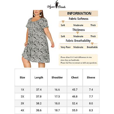 Women's Plus Size Short Sleeve Relaxed Fit Floral Midi Dress