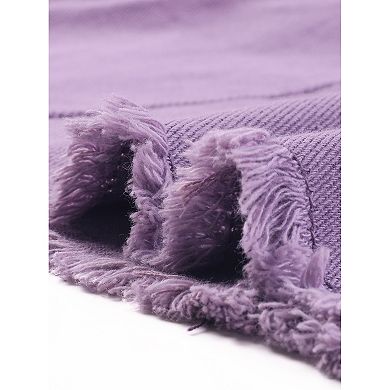 Women's Plus Size Ripped Long Sleeve Mid Length Denim Jacket