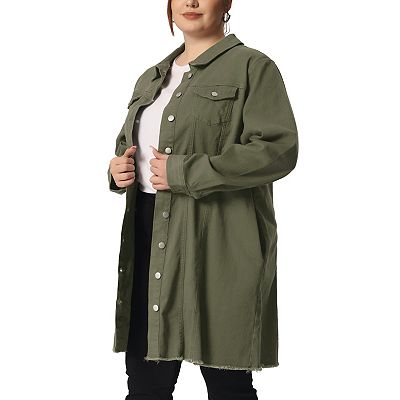 Long denim jackets plus size best sale