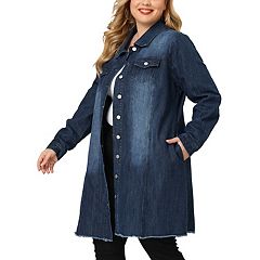 Agnes Orinda Women's Plus Size Winter Notched Lapel Double Breasted Long  Overcoats Navy Blue 1X