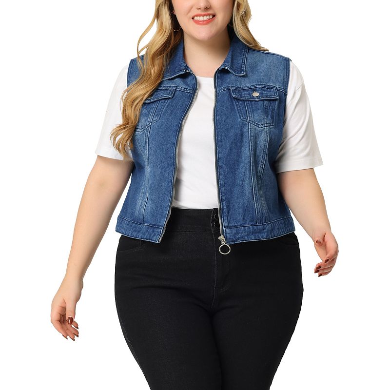 Plus size shop jean jacket vest