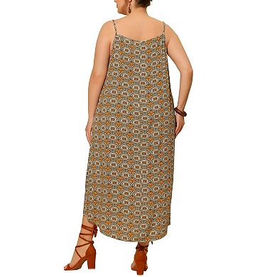 Women's Summer Casual Tie Dye Printed Bohemian Spaghetti Strap Beach Long Maxi Dress