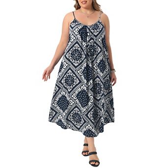 Women's Summer Casual Tie Dye Printed Bohemian Spaghetti Strap Beach Long Maxi Dress