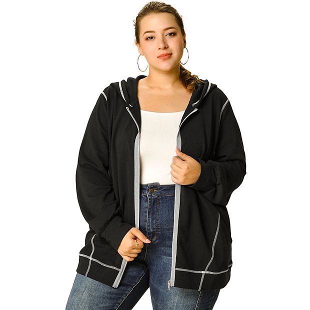 Women s Plus Size Athletic Zip Up Hoodies Jacket with Pockets