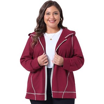 Women's Plus Size Athletic Zip-Up Hoodies Jacket with Pockets