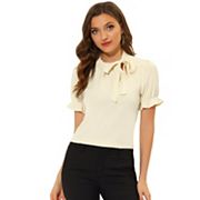 Allegra K Women's Bow Tie Neck Shirts Elegant Office Short Sleeve Blouse  Top : : Clothing, Shoes & Accessories