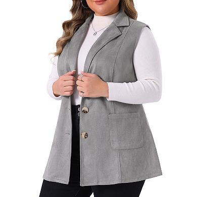 Women's Plus Size Fashion Jacket Winter Sleeveless Suede Vest