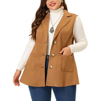 Women's Plus Size Fashion Jacket Winter Sleeveless Suede Vest