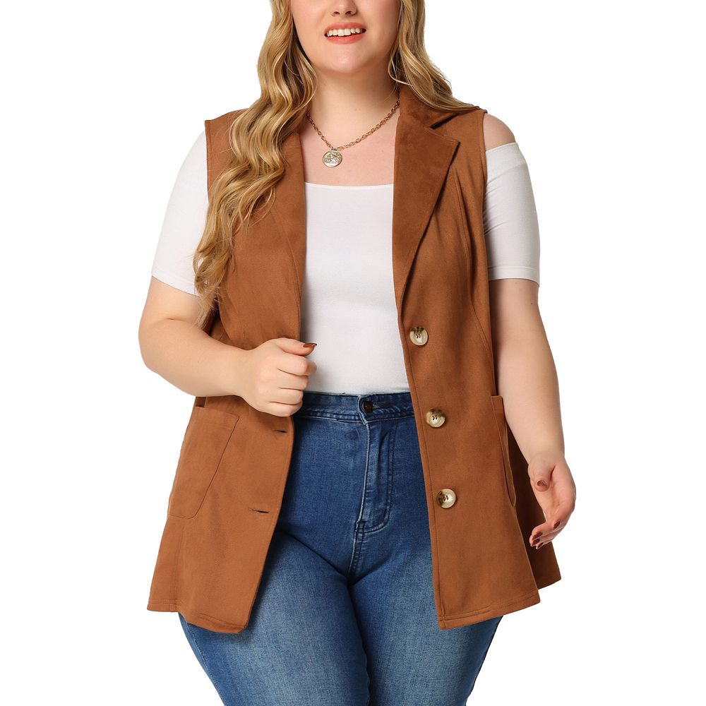 Women's Plus Size Fashion Jacket Winter Sleeveless Suede Vest