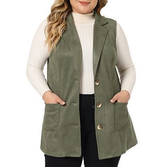 Women's Plus Size Fashion Jacket Winter Sleeveless Suede Vest