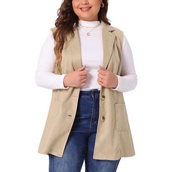 Women's Plus Size Fashion Jacket Winter Sleeveless Suede Vest