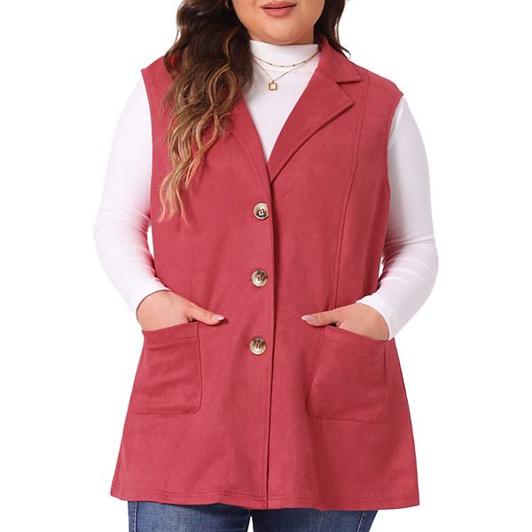 Women's Plus Size Fashion Jacket Winter Sleeveless Suede Vest