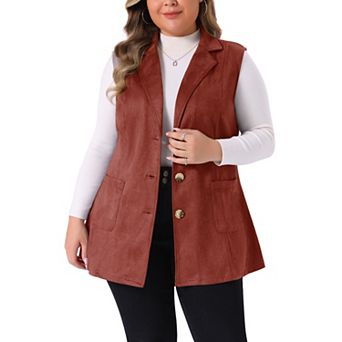 Women's Plus Size Fashion Jacket Winter Sleeveless Suede Vest