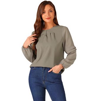 Women's Work Tops Chiffon Shirt Semi Sheer Keyhole Neck Elegant Blouse