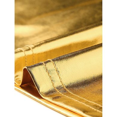 Women's Plus Size Zipper Elastic Waist Glittery Skater Skirt