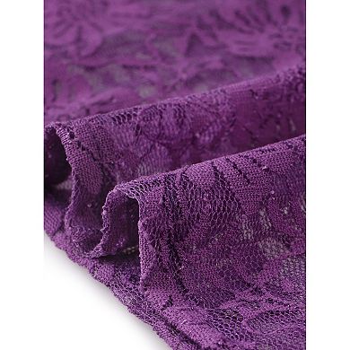 Women's Floral Lace Top Turtleneck Long Sleeve See Through Sheer Blouse