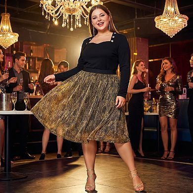 Women's Plus Size Party Metallic Sparkle Sequin Fall Skirt