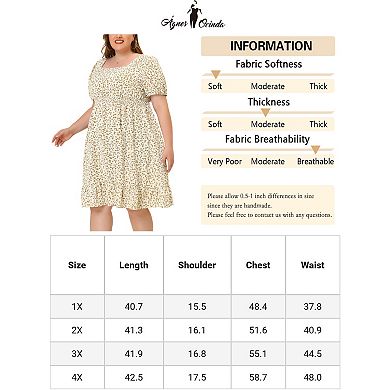 Women's Plus Size Ruffle Hem Smocked Waist Floral Midi Shirtdress