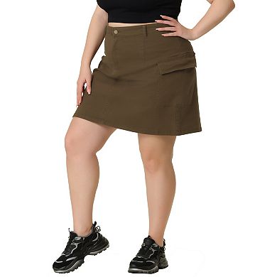 Women's Plus Size Summer A Line Zipper Front Mini Jean Skirt