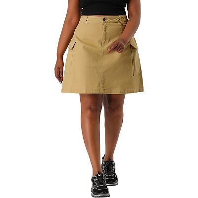 Women's Plus Size Summer A Line Zipper Front Mini Jean Skirt