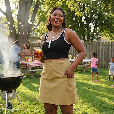 Women's Plus Size Summer A Line Zipper Front Mini Jean Skirt
